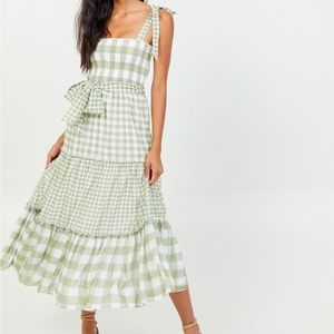 Altar’d State Green Plaid Maxi Dress NWOT